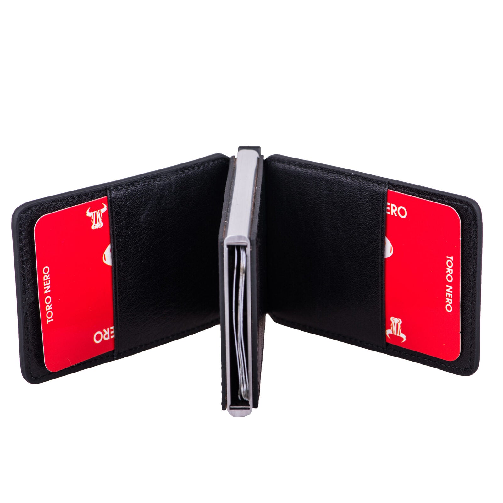 Czarne męskie etui na karty ze skóry naturalnej Master Slide, ochrona RFID