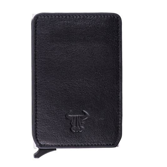 Czarne męskie etui na karty ze skóry naturalnej Master Slide, ochrona RFID