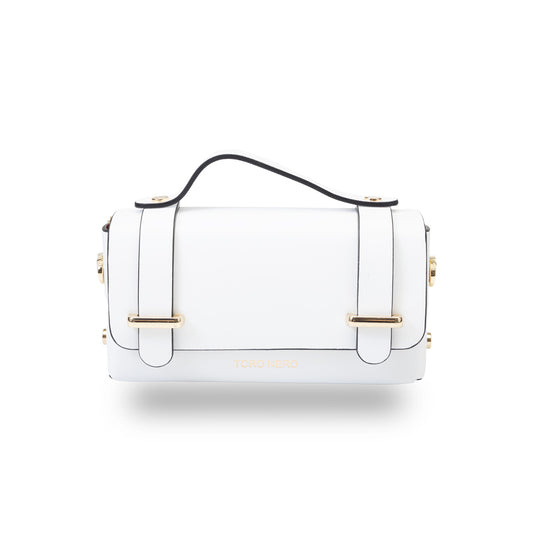 Sac à main pour femme en cuir véritable blanc Natalia