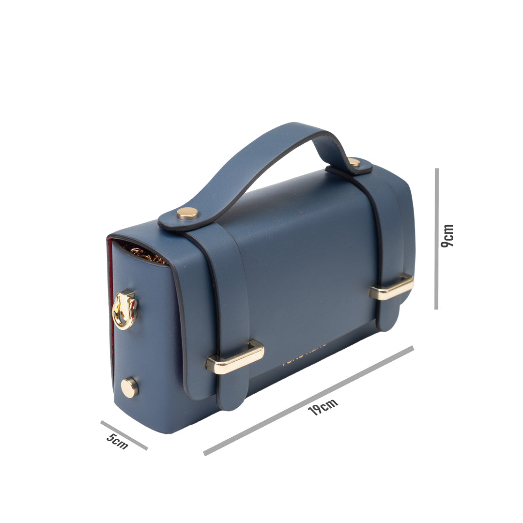 Borsa da donna in vera pelle blu scuro Natalia