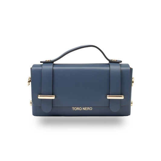 Borsa da donna in vera pelle blu scuro Natalia