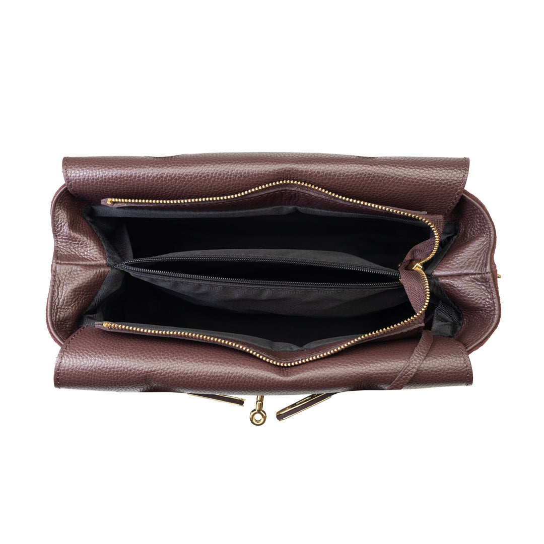 Women's bag made of burgundy genuine leather Mira
