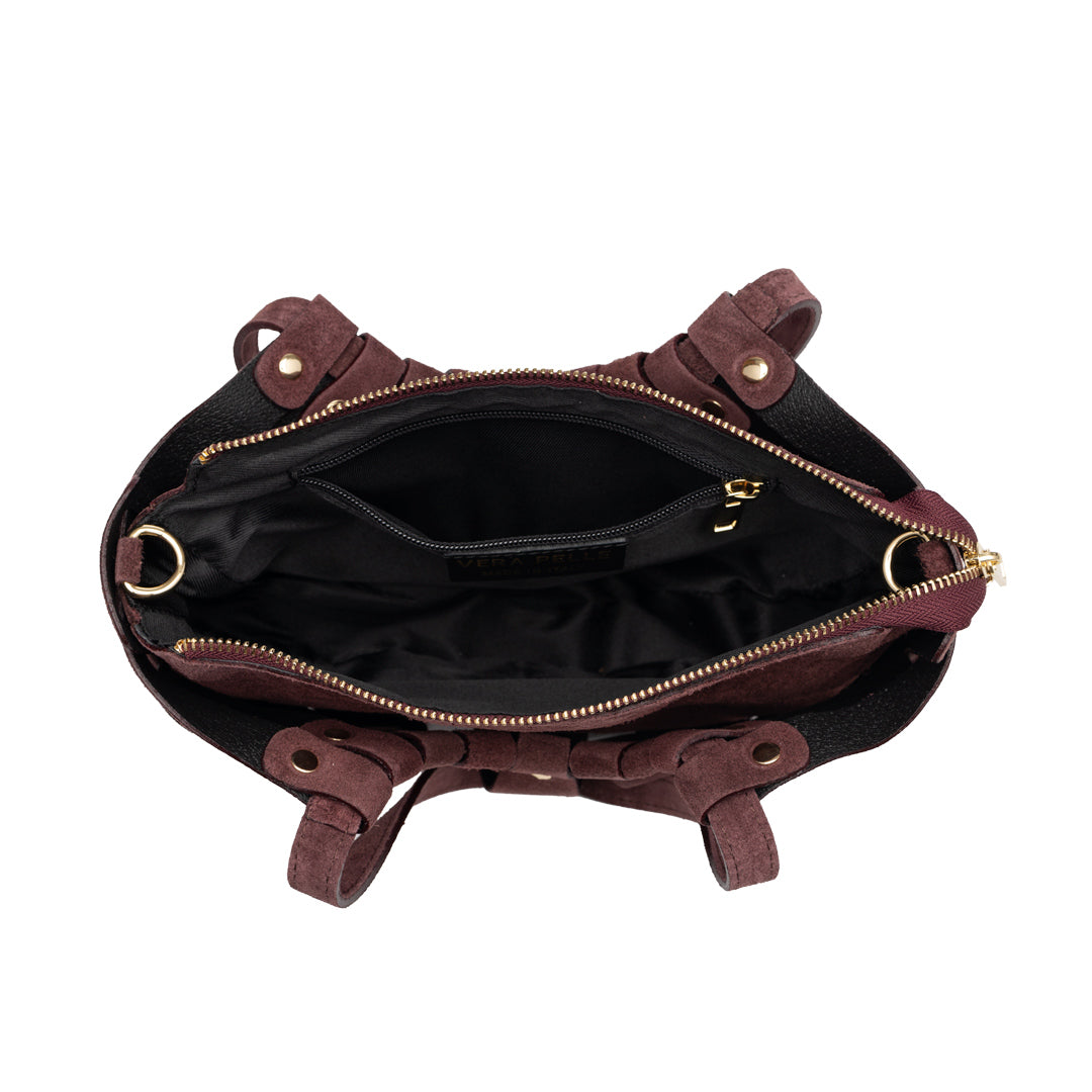 Sac à main pour femme en cuir véritable bordeaux Ruth