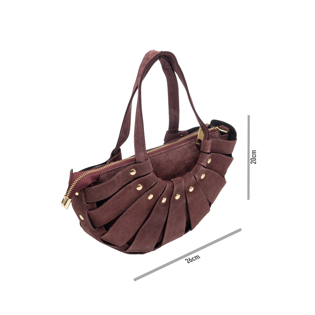 Sac à main pour femme en cuir véritable bordeaux Ruth