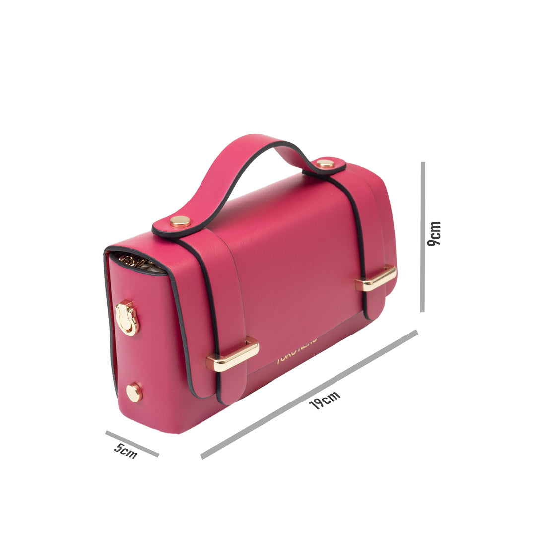 Sac à main en cuir véritable fuchsia Natalia