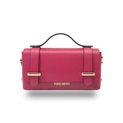 Sac à main en cuir véritable fuchsia Natalia