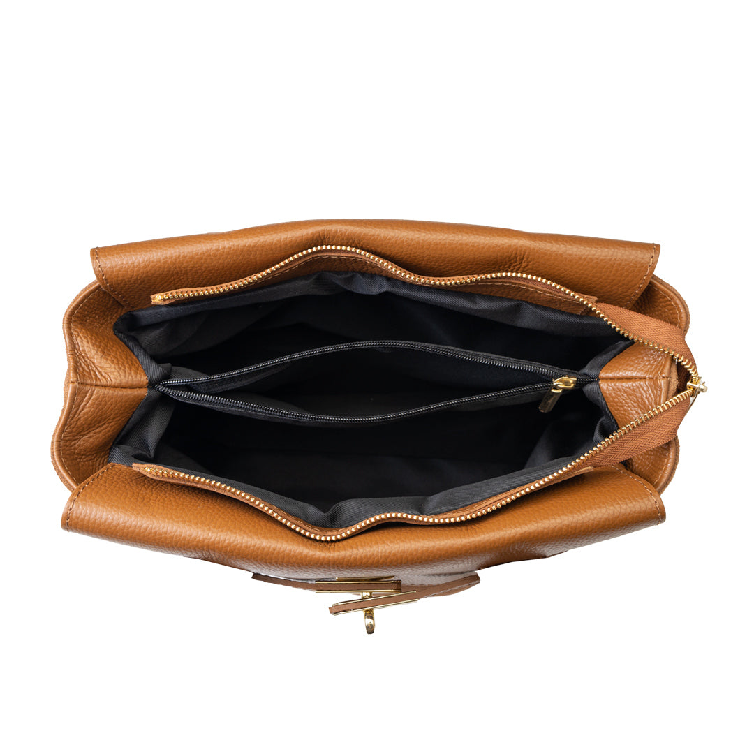 Damenhandtasche aus braunem Echtleder Mira