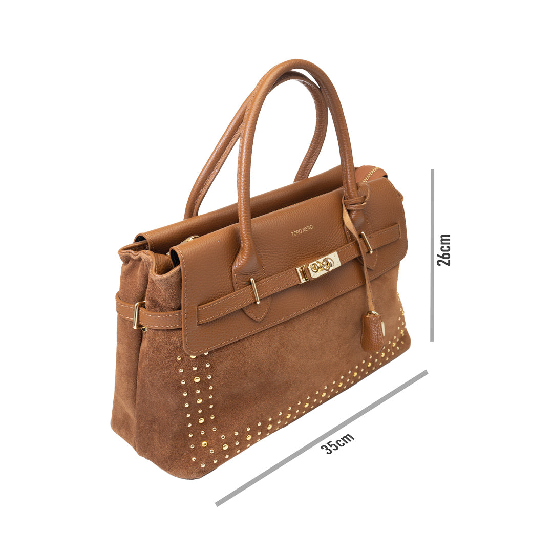 Damenhandtasche aus braunem Echtleder Mira