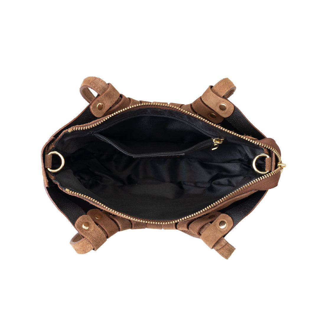 Sac à main pour femme en cuir véritable marron Ruth