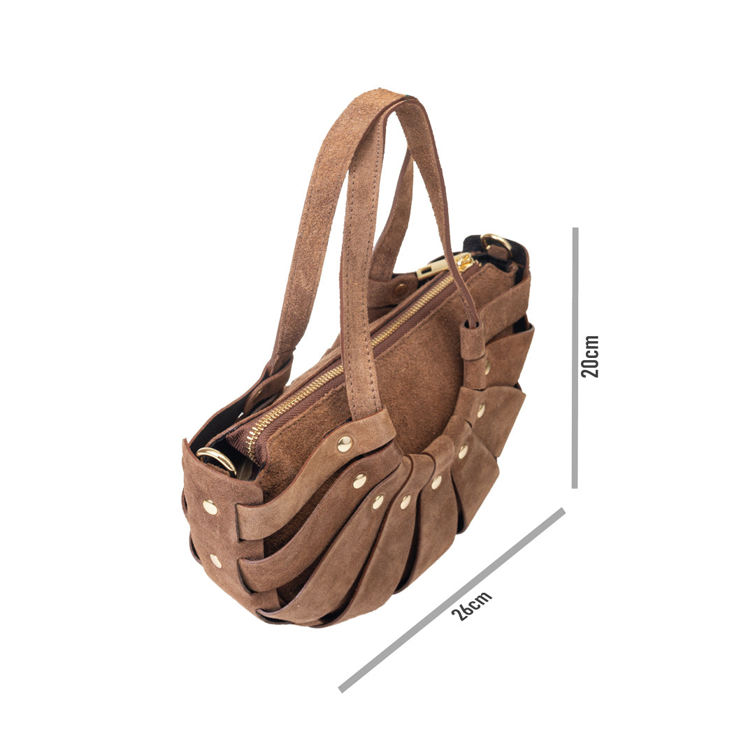 Sac à main pour femme en cuir véritable marron Ruth