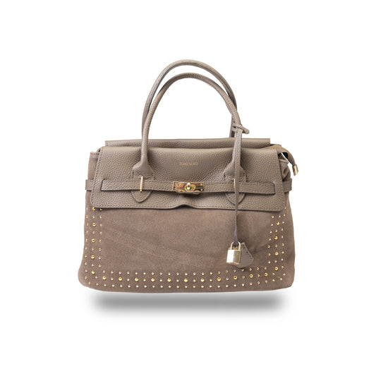 Damska torba z naturalnej skóry, taupe, Mira