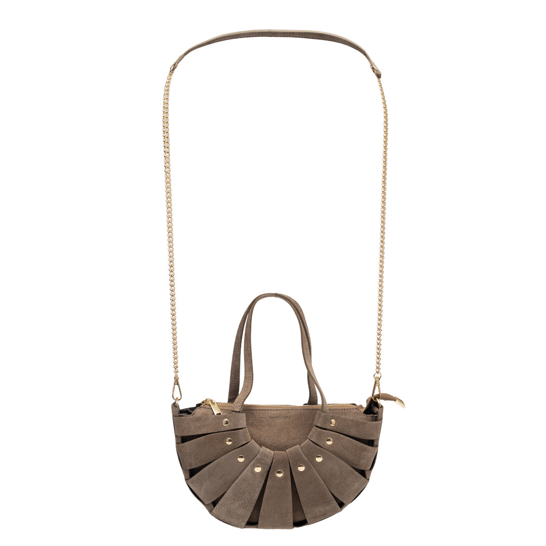 Damska torba z naturalnej skóry, taupe, Ruth