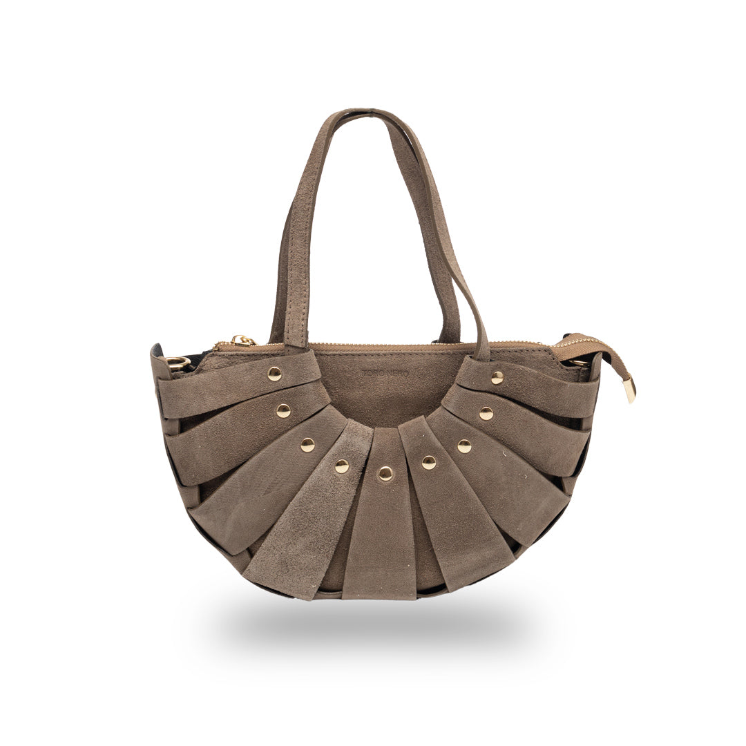 Damska torba z naturalnej skóry, taupe, Ruth