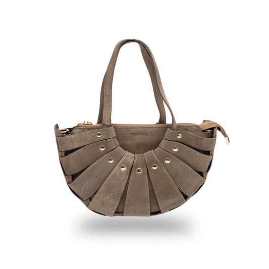 Damska torba z naturalnej skóry, taupe, Ruth