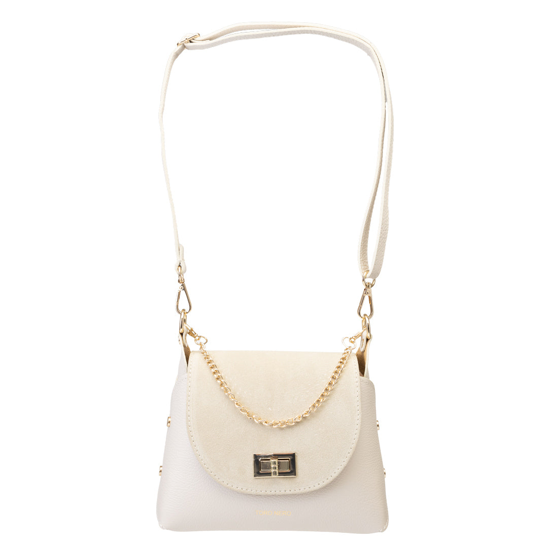 Borsa da donna in pelle scamosciata naturale, beige Raisa