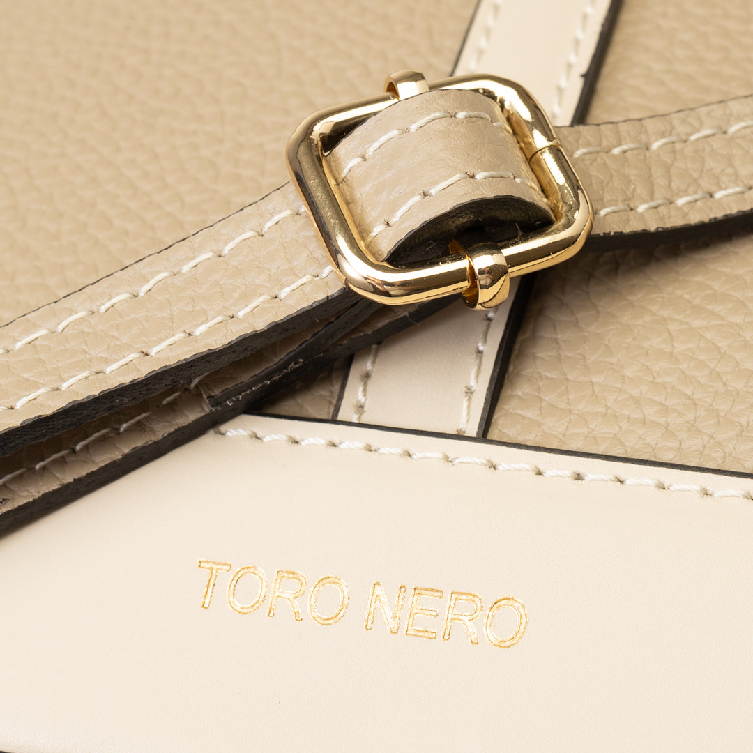 Borsa da donna in vera pelle beige-tortora Sorina