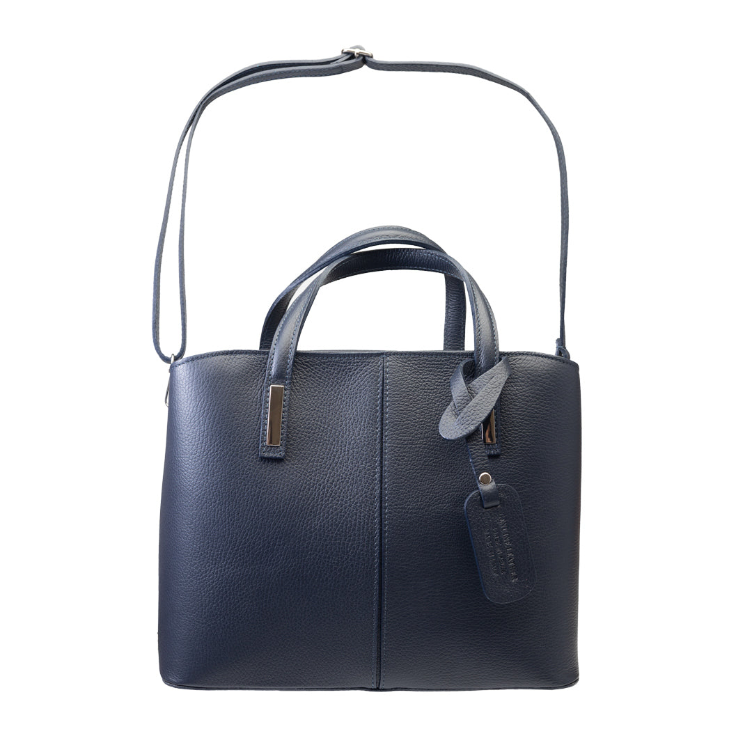 Sac à main pour femme en cuir véritable bleu marine Mara
