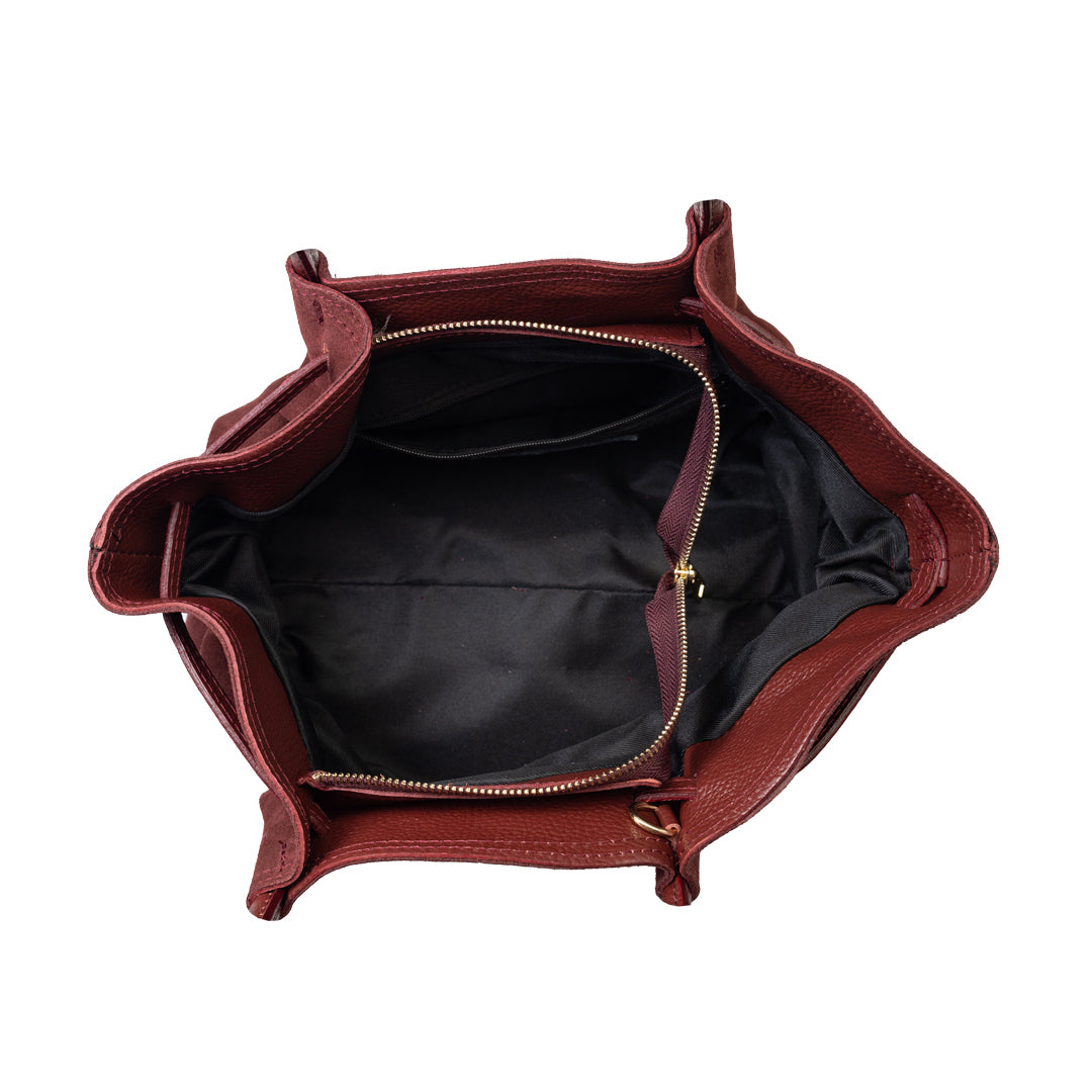Borsa da donna in pelle naturale bordeaux Elena