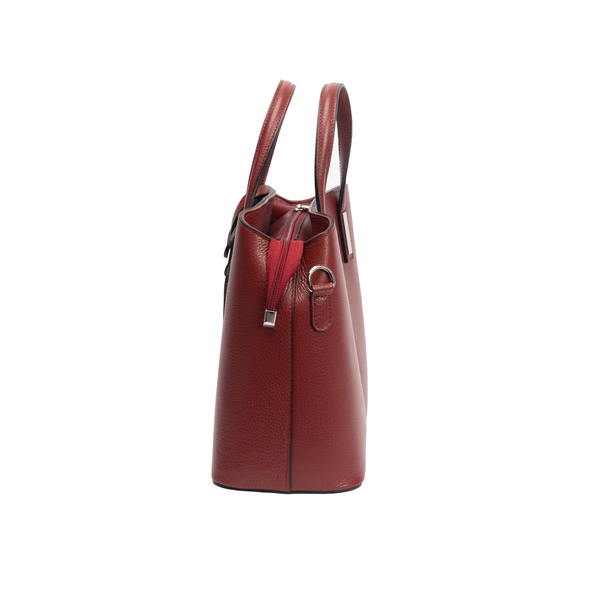 Damenhandtasche aus echtem Leder in Bordeauxrot Mara