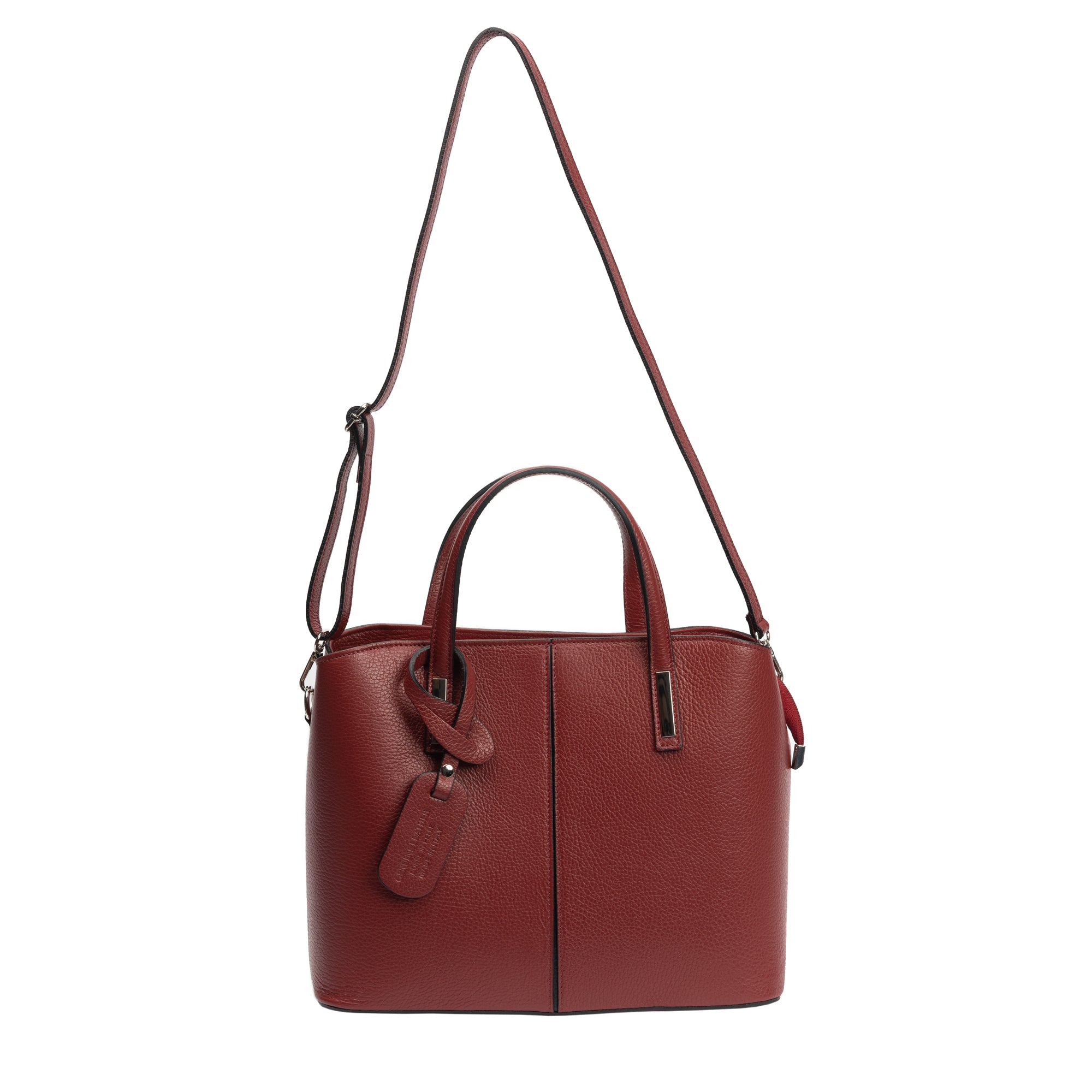Damenhandtasche aus echtem Leder in Bordeauxrot Mara