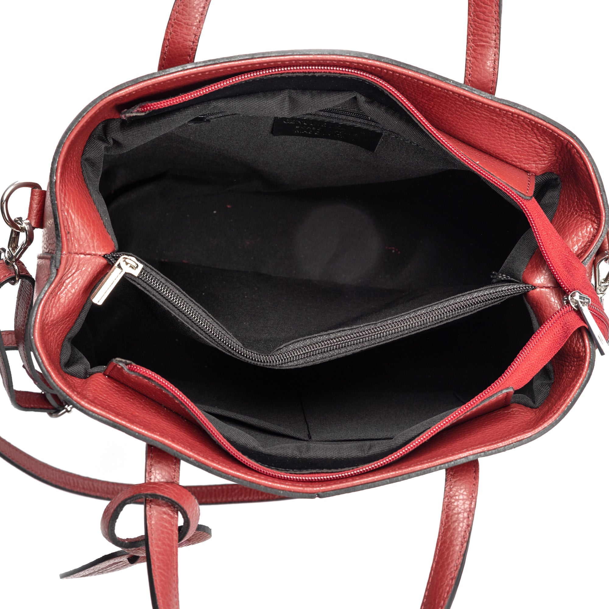 Damenhandtasche aus echtem Leder in Bordeauxrot Mara