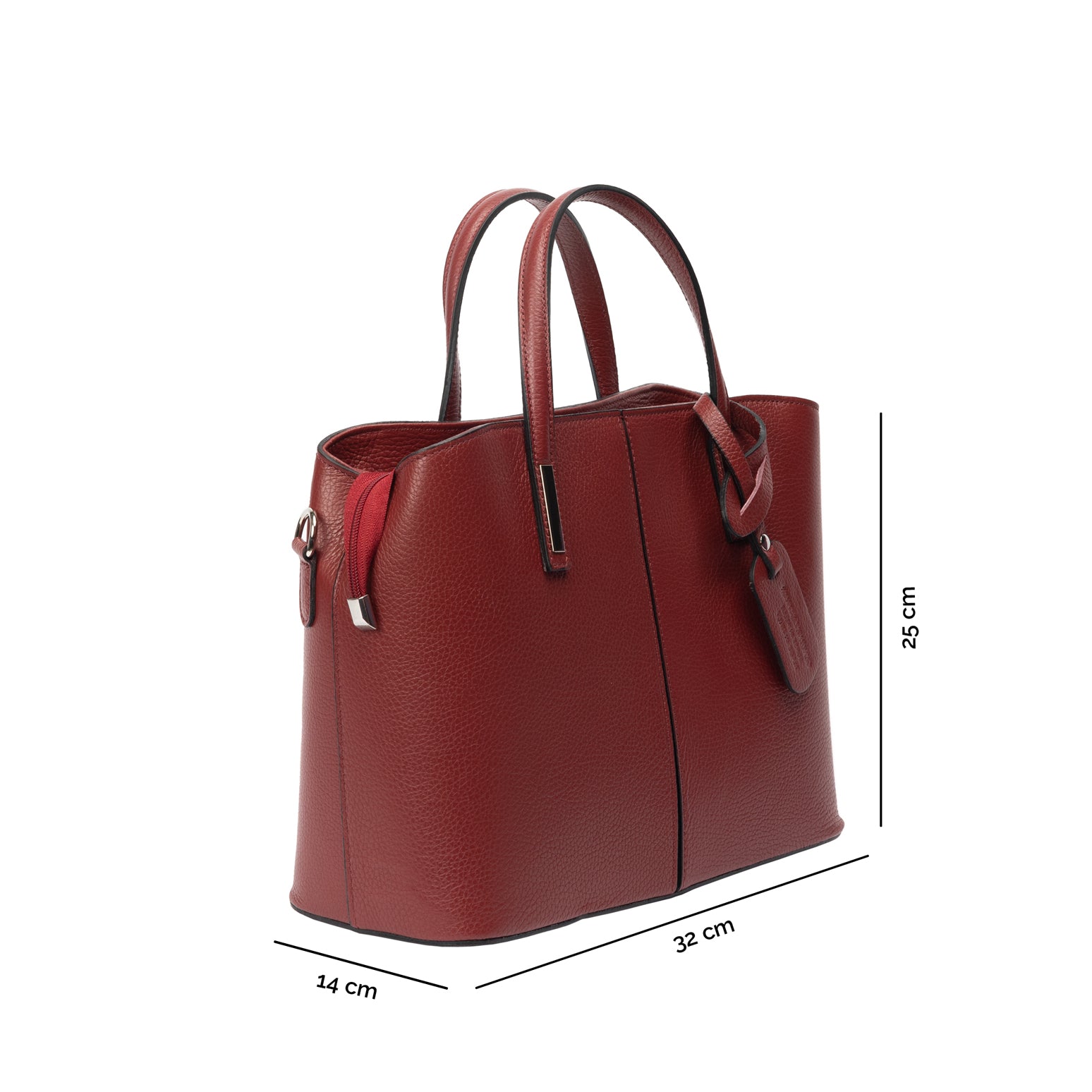 Damenhandtasche aus echtem Leder in Bordeauxrot Mara