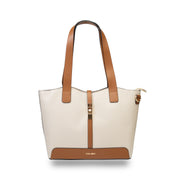 Sac à main pour femme en cuir véritable marron-beige Sorina