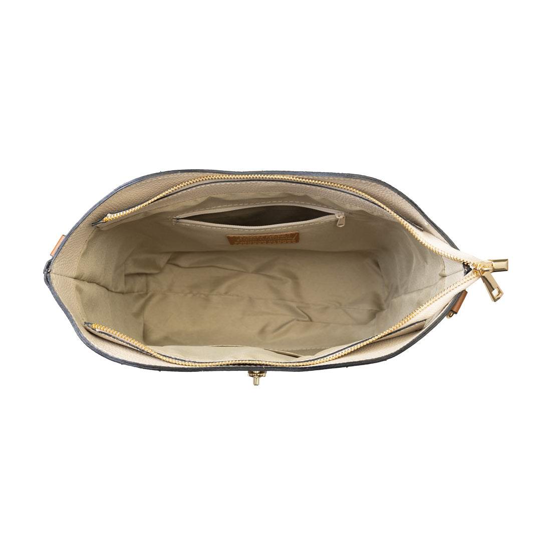 Sac à main pour femme en cuir véritable marron-beige Sorina