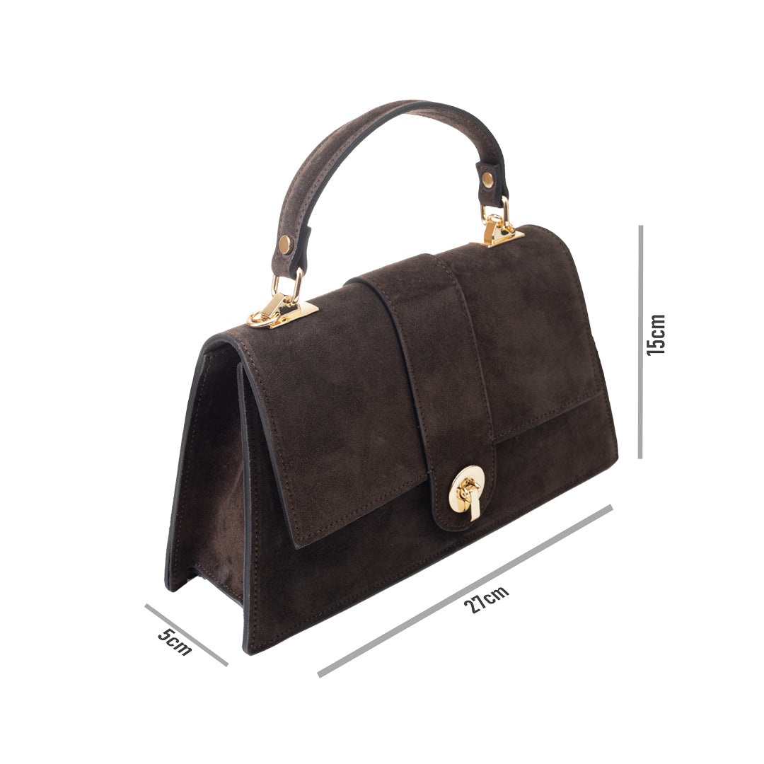 Bolso de mujer de cuero genuino marrón oscuro Verona