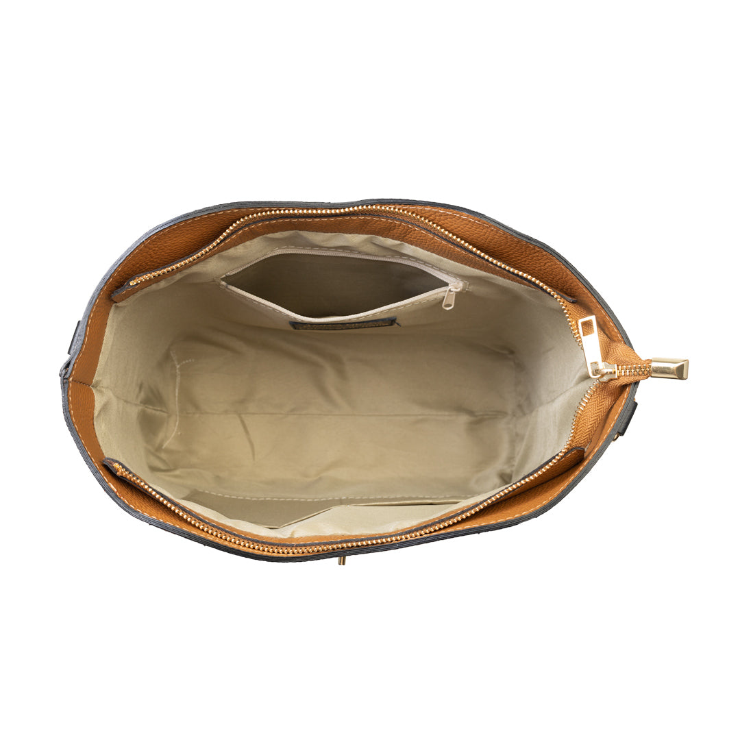 Bolso de mujer de piel auténtica negro-marrón Sorina