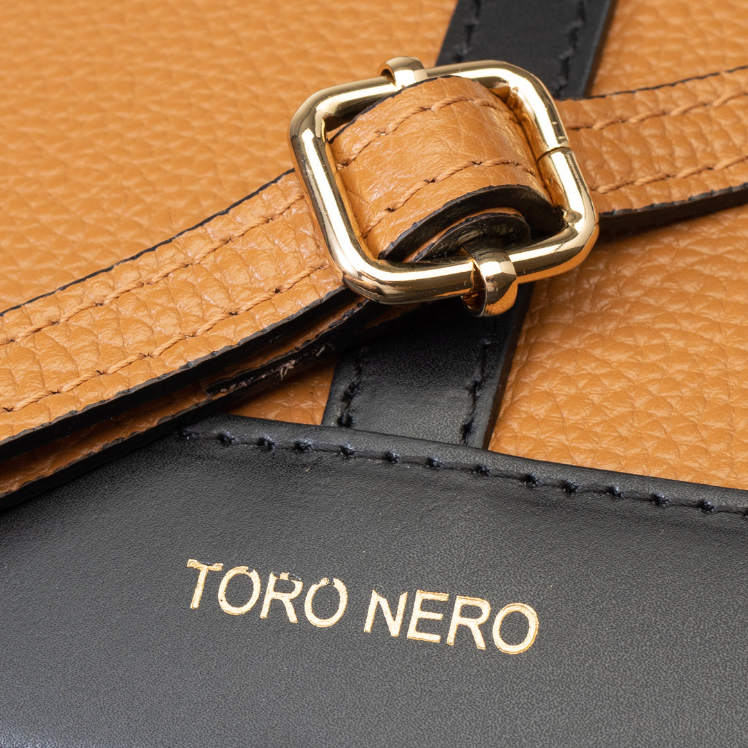Bolso de mujer de piel auténtica negro-marrón Sorina