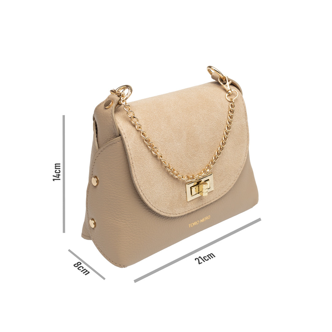 Damska torba z naturalnego zamszu, taupe Raisa