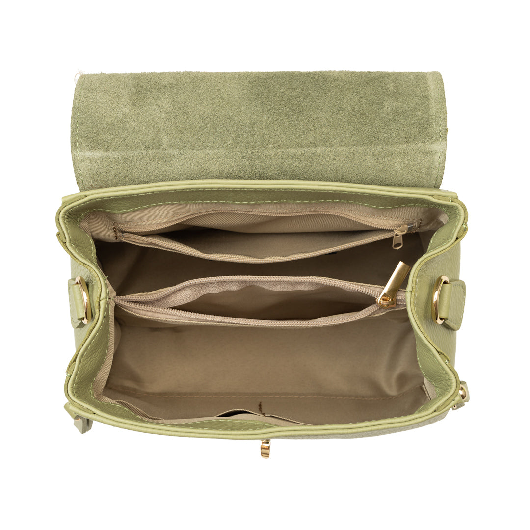 Geanta dama din piele naturala verde deschis Karla