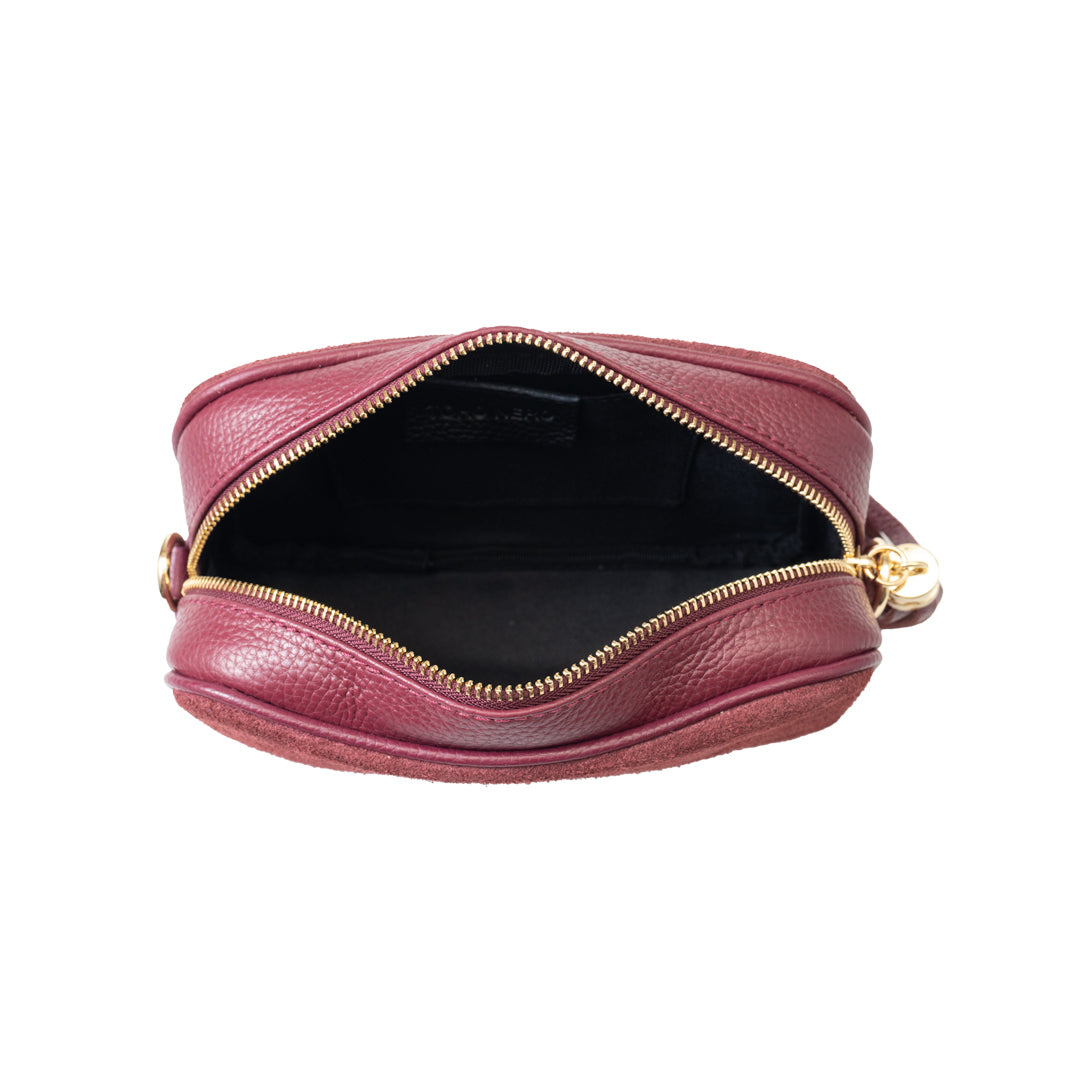 Damenhandtasche aus echtem Leder in Bordeauxrot Ancuta