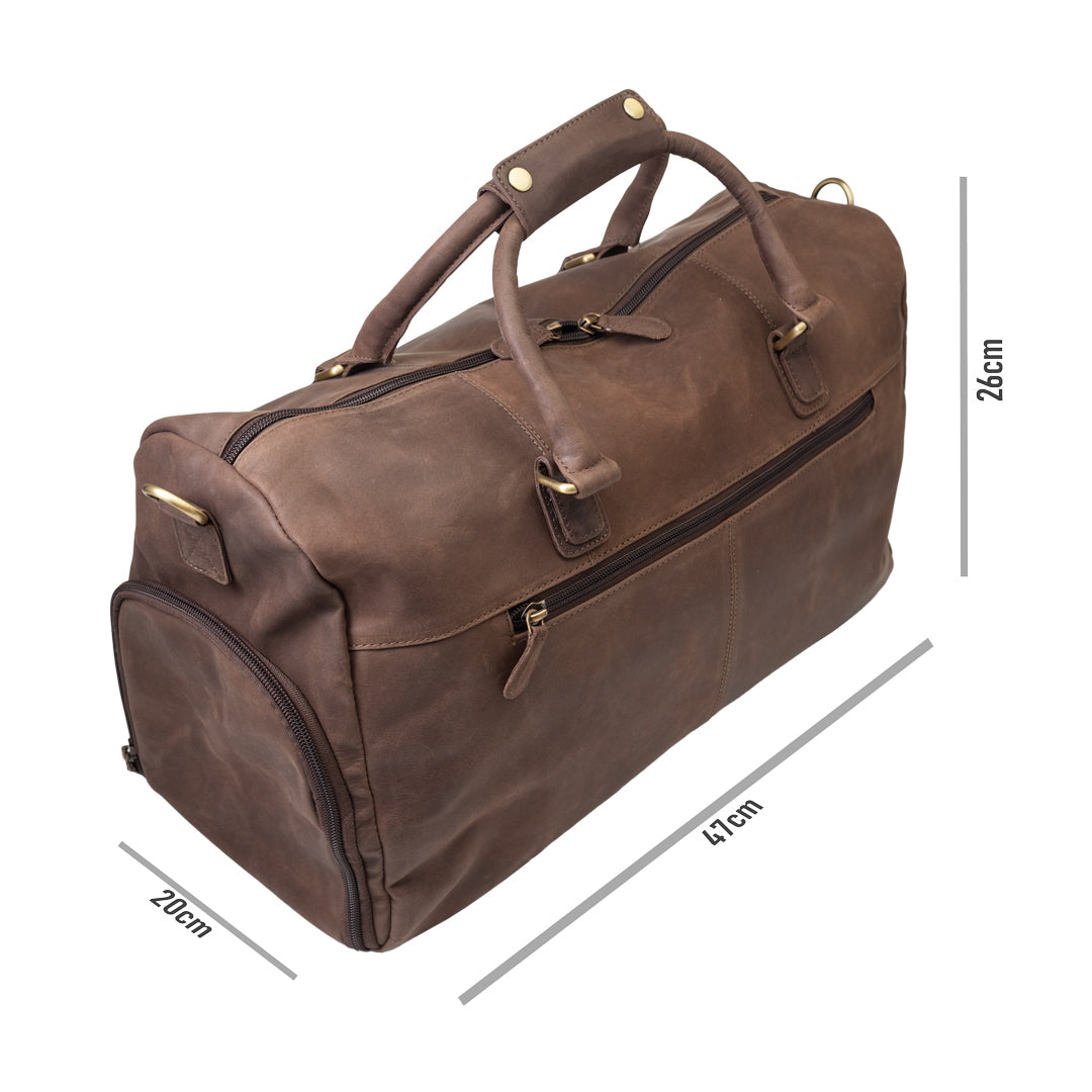 Torba podróżna/fitness z naturalnej skóry, ciemnobrązowa Travel Bag