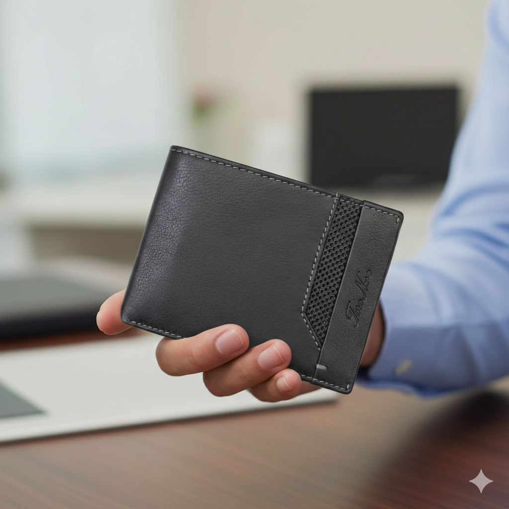 Herren-Brieftasche aus echtem Leder schwarz-line Vox, RFID-Schutz