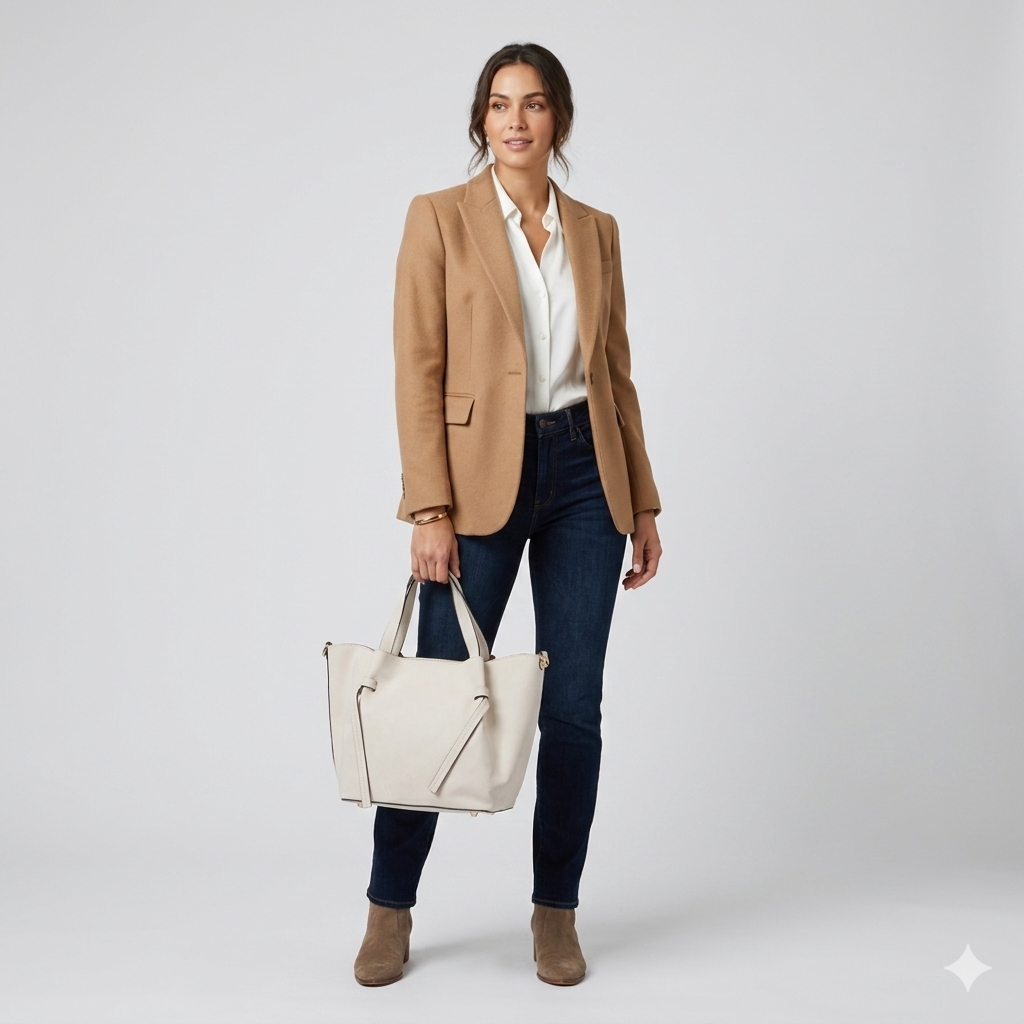 Damenhandtasche aus beigem Wildleder Loretta