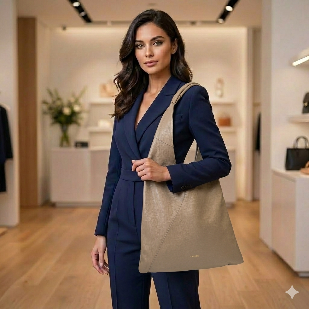 Damska torba z naturalnej skóry w kolorze taupe Camelia