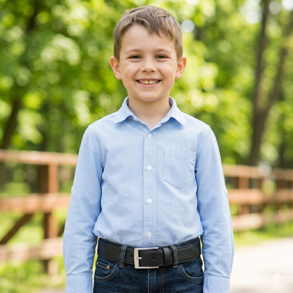 Czarny pasek dziecięcy z naturalnej skóry Slim shady kids