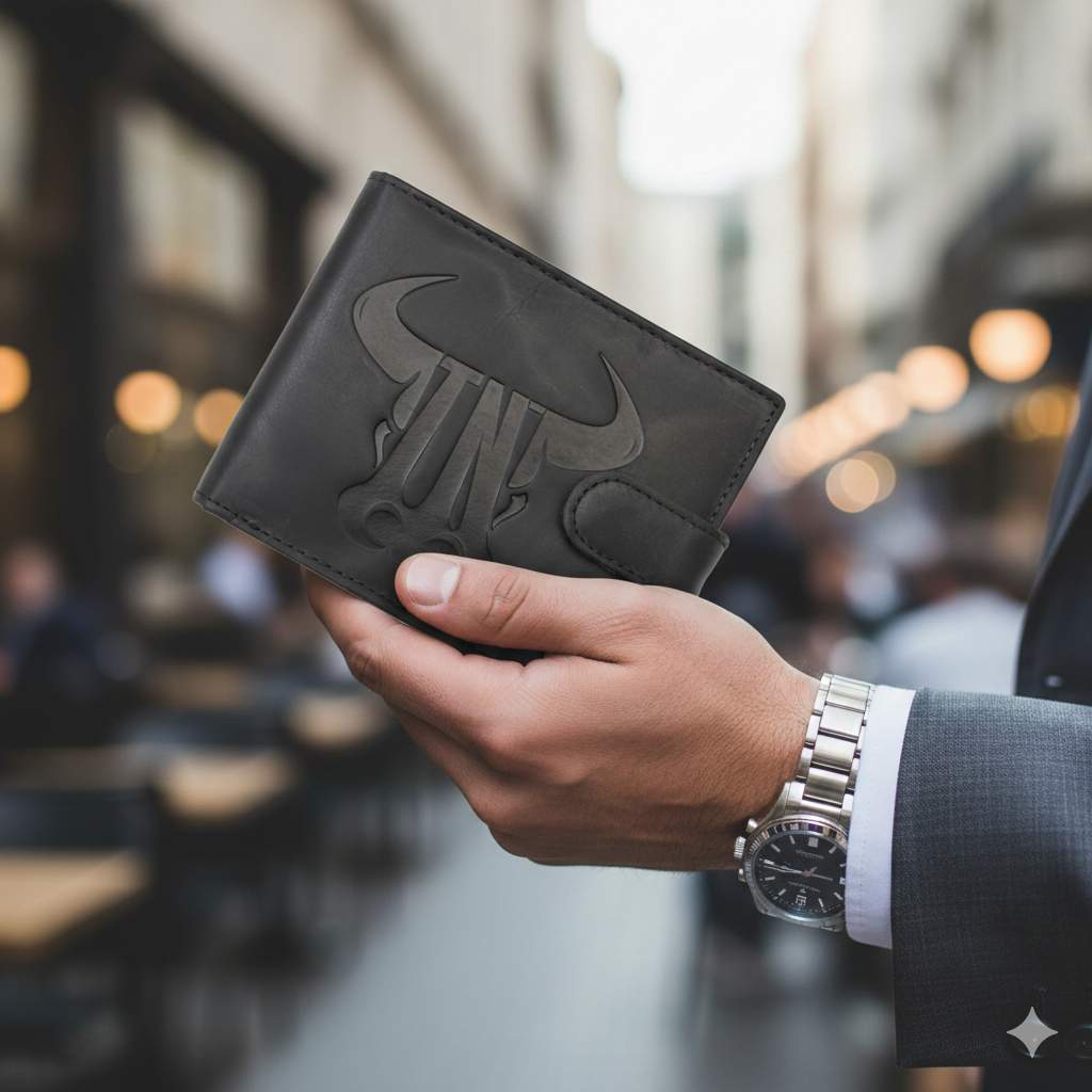 Portefeuille en cuir véritable noir pour homme de marque Toro