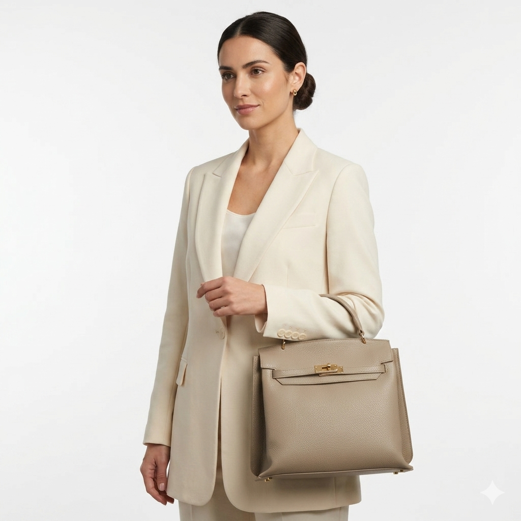 Damska torba z naturalnej skóry w kolorze taupe Raluca