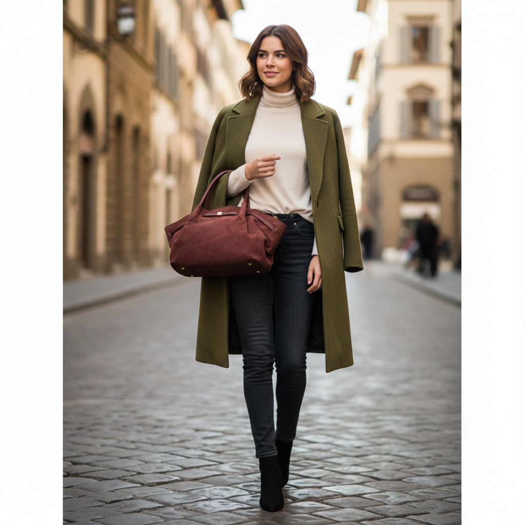 Borsa da donna in pelle naturale bordeaux Elena