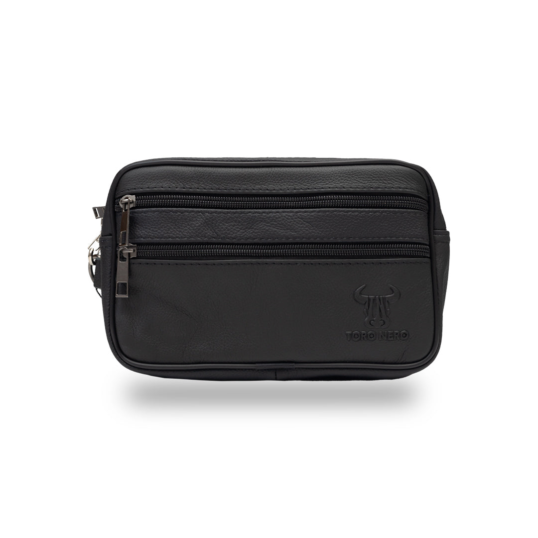 Czarna męska saszetka z naturalnej skóry Hand and Belt Carrier