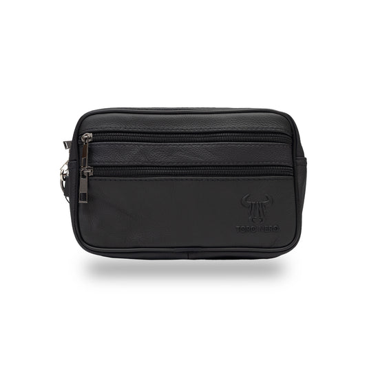 Czarna męska saszetka z naturalnej skóry Hand and Belt Carrier