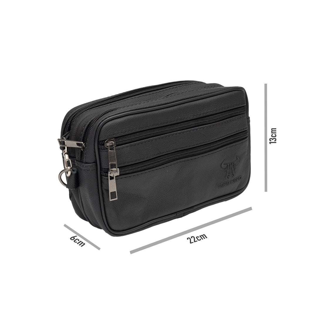 Czarna męska saszetka z naturalnej skóry Hand and Belt Carrier