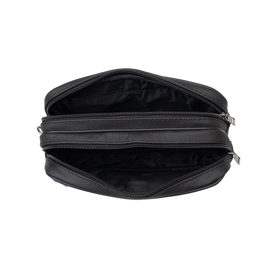 Czarna męska saszetka z naturalnej skóry Hand and Belt Carrier