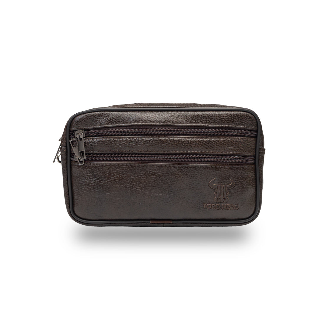 Brązowa męska saszetka z naturalnej skóry Hand and Belt Carrier