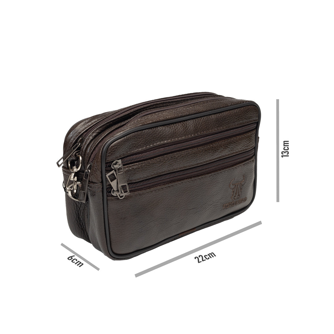 Brązowa męska saszetka z naturalnej skóry Hand and Belt Carrier