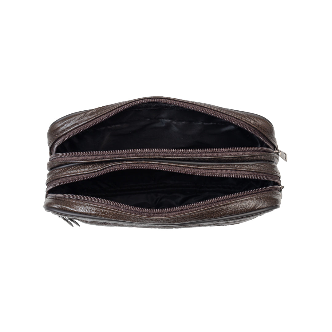 Brązowa męska saszetka z naturalnej skóry Hand and Belt Carrier