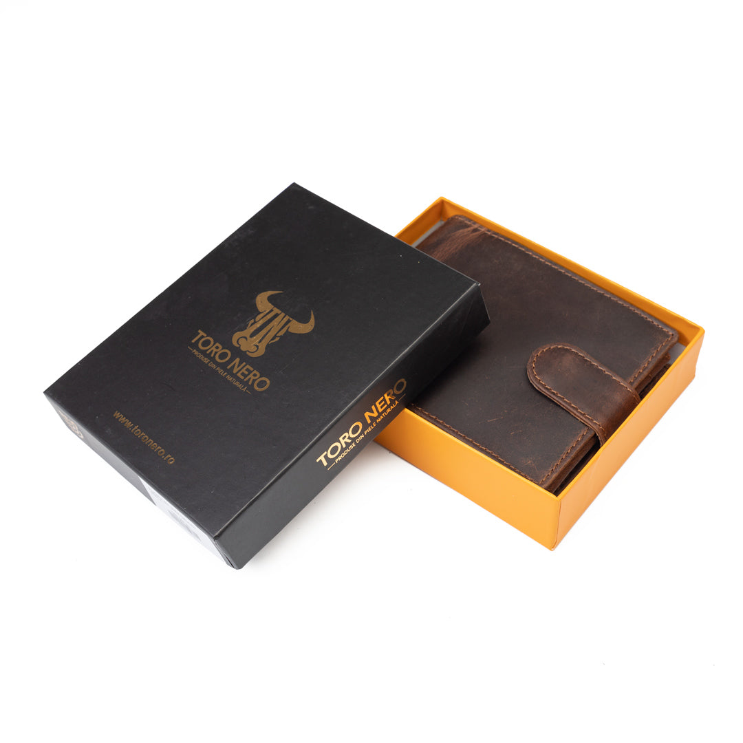Portefeuille en cuir véritable marron POIL